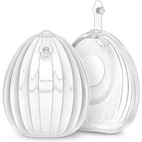 haakaa Wearable Manual Breast Pump with Plug | Hands-Free, Kick-Proof, Portable | More Fit & Soft| Unique Shell Design, Silicone Breastfeeding Milk Catchers，2.5oz/75ml，2 Count