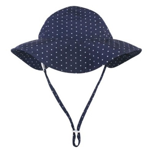 Hudson Baby Infant and Toddler Girl Sun Protection Hat, Navy Blue Dot, 6-18 Months