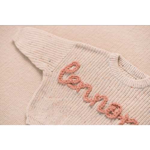 Custom Baby Girl's Sweater Featuring Hand-Embroidered Name and Monogram - A Heartfelt Gift from Aunt