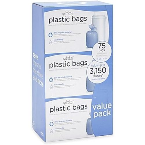 Ubbi Diaper Pail 75-Count Value Pack Plastic Bags (3 Pack)