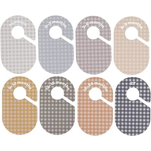3 Sprouts Baby & Toddler Hanger Closet Dividers Set of 8 - Durable Baby Clothes Organizer, Nursery Closet Organization for Baby Clothing by Size or Age from Infant to Toddler Boy & Girl - Gingham