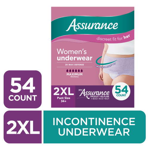 Assurance Women's Incontinence and Postpartum Underwear, XXL, Maximum Absorbency, 54 Count HSA/FSA Eligible
