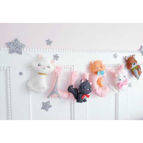 Felt Cat Name Bunting - Aristocats Inspired Princess Nursery Decor