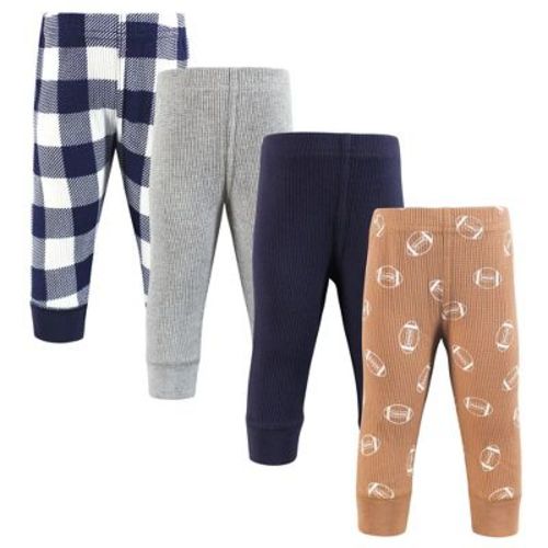 Hudson Baby Infant Boy Thermal Tapered Ankle Pants 4pk, Football, Newborn