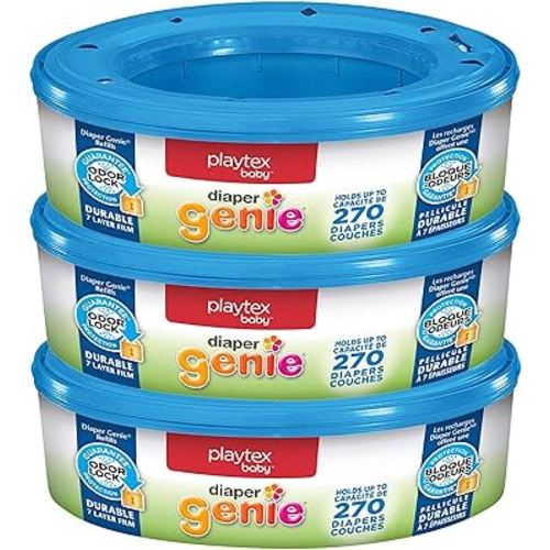 Diaper Genie Bags Refills 270 Count (Pack of 3) with Max Odor Lock | Holds Up to 810 Newborn Diapers