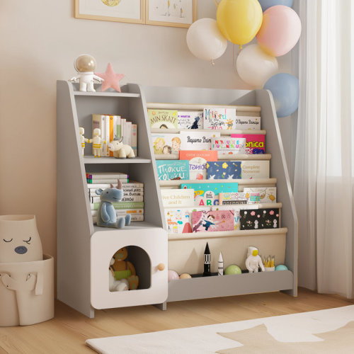 Latitude Run® Chitara 5-Tier Book Display Bookcase Bookshelf with Storage Organizer & Reviews | Wayfair