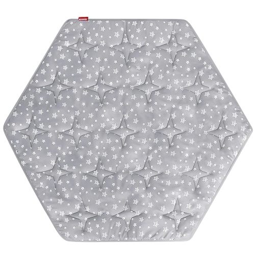 Hexagon Playpen Mat Compatible with Bend River Baby Playpen, Hexagon Playpen Mat, Non Slip and Cushion Play Mat Grey with Star Print - Grey With Star - for Bend River Baby Playpen with Canopy