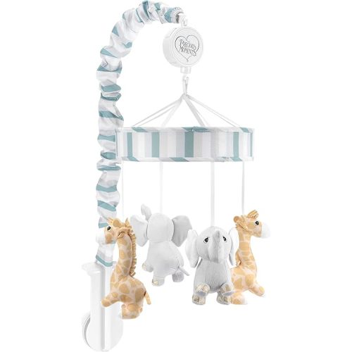 Precious Moments Noah’s Ark Baby Musical Crib Mobile for Boys with Soft Lullaby; Baby Elephant and Giraffe Safari Nursery Décor; Teal Blue, Gray and White Baby Mobile Crib Toy with Music