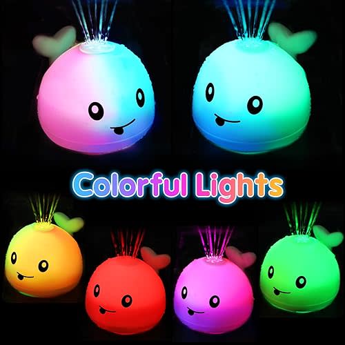 Gigilli Upgraded Baby Bath Toys, Rechargeable Light Up Bath Toys for Kids 1-3, Baby Toy 6-12 12-18 Months Whale Bath Toy Sprinkler, Fountain Bathtub Toys Toddler Newborn Birthday Gifts