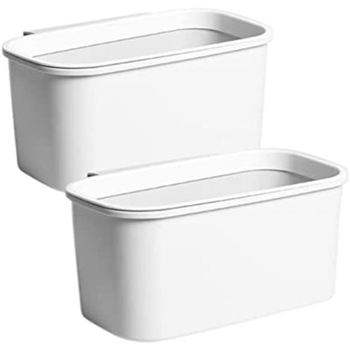 Rikyo 2 Pack White Hanging Cup Holders,10x5x4.5 Trolley Basket Storage,Rolling Cart Accessories Hanging Buckets Hanging Bins,Storage Bucket,Make Up Pencil Holder,Kitchen Storage Container
