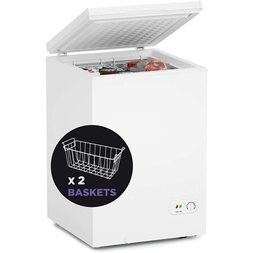 Northair Chest Freezer - 3.5 Cu Ft with 2 Removable Baskets - Reach In Freezer Chest - Quiet Compact Freezer - 7 Temperature Settings - White