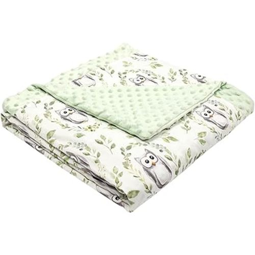 Owl Leaves Wreath Printed Baby Receiving Blanket,29.5" x 47.2" Double Layer Dotted Backing, Cozy Minky Fleece Blanket Reversible Newborn Boys Girls