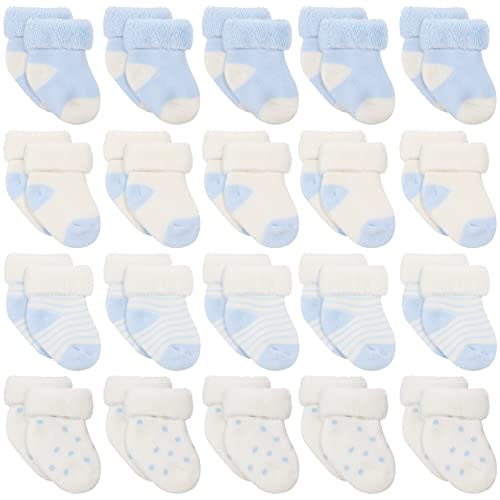 Janmercy 20 Pairs Preemie Socks Premature Newborn Baby Terry Bootie Warm Socks for Preemie Baby
