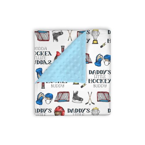 Amazon.com: EyMzcod Mink Baby Boys Blankets Daddy's Little Hockey Buddy, Blue Ice Hockey Sport Game Soft Double Layer Dotted Backing Receiving Swaddle Newborn Infant Toddler Nursery Crib Bedding Shower Gift 30x40 : Baby