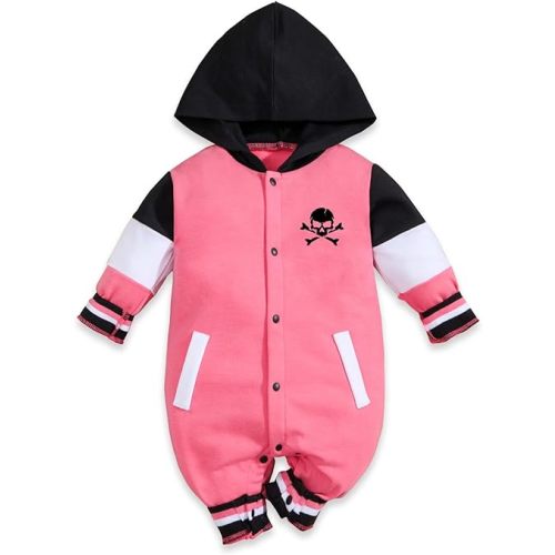 Skull Head Baby Boy Girl Clothes Newborn Long Sleeve Hooded Romper with Pocket Fall Winter One Piece Outfits