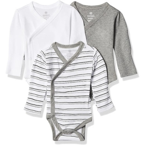 Honest Baby Clothing 3-Pack Organic Cotton Long Sleeve Side Snap Bodysuits