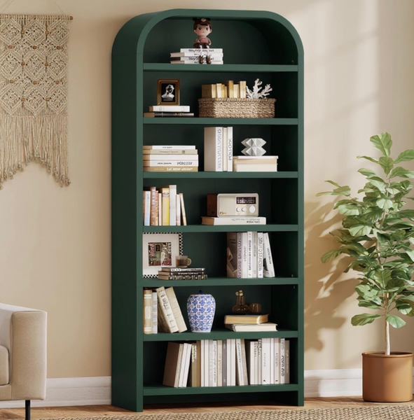 7-layer Upright Green Bookcase