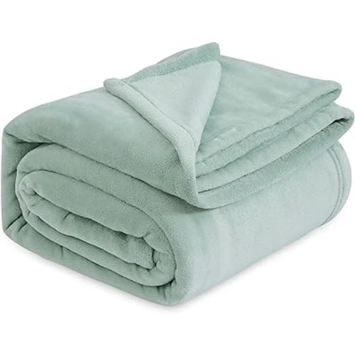 Bedsure Sage Green Fleece Blankets Queen Size - 280GSM Soft Lightweight Plush Cozy Blanket for Bed, Sofa, Couch, Travel, Camping