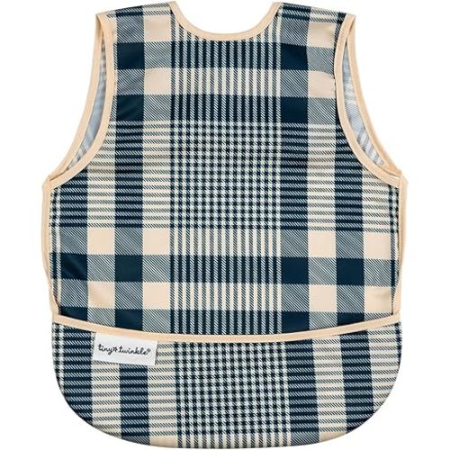 Tiny Twinkle Mess Proof Baby Bib for Girls | Waterproof Toddler Bib for Eating | Baby Apron for Feeding | Machine Washable | Perfect Shower Gift (Gingham, 6–24M)