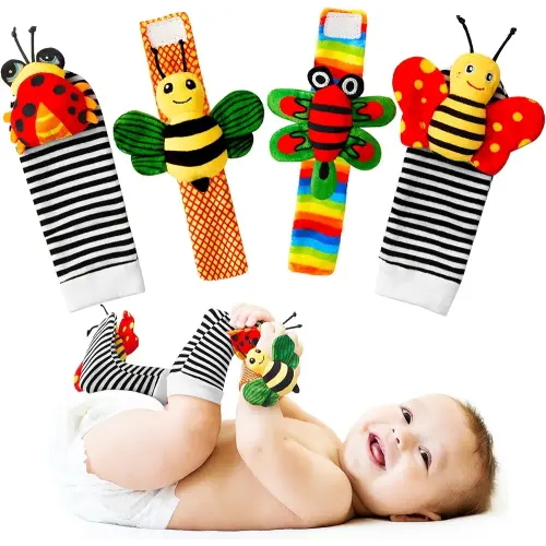 Baby Toys 0-6 Months: Baby Socks Baby Rattles 0-6 Months Baby Gifts for Boys Girl Infant Toys Baby Wrist Rattles Socks Baby Shower Gifts - Newborn Toys Hand & Feet for 0-3 0-12 Months Birthday Gifts