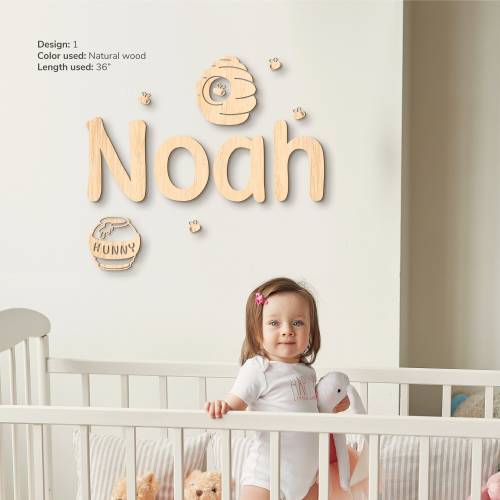 Pooh and piglet Inspired Winnie the Pooh Personalized baby name sign Bee hive wooden nursery sign Wood name sign nursery Custom room decor