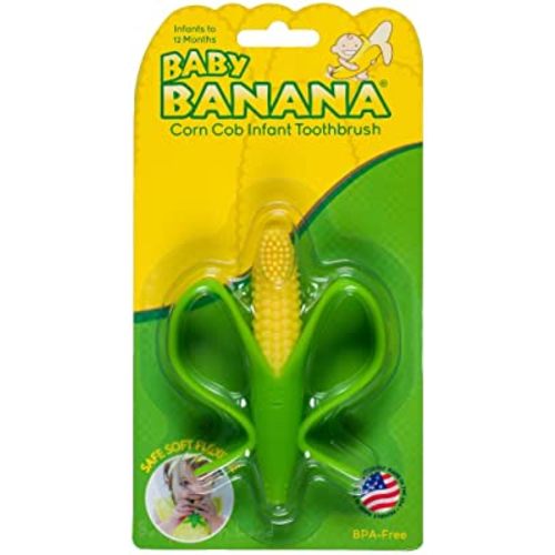 Baby Banana - Corn Cob Toothbrush, Training Teether Tooth Brush for Infant, Baby, and Toddler Green/Yellow Cornelius