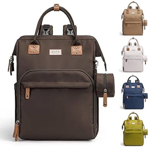Diaper Bag Backpack, Multifunction Diaper Bag with Changing Station, Stylish Baby Bags, Large Unisex Diaper Backpack for Mom and Dad, Baby Registry Search, Portable Changing Pad – Black Brown