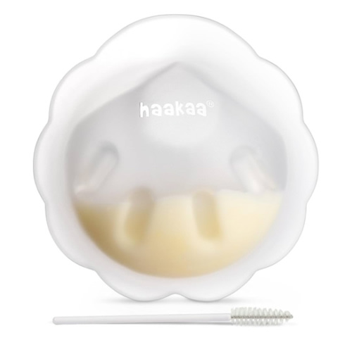 haakaa Petal Soft Silicone Milk Collector丨Discreet Leak-Protection Breast Milk Saver, Reusable Breast Shells Milk Collection Cup for Breastfeeding with Cleaning Brush- 1PC
