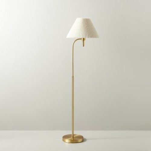 Pleated Shade Metal Floor Lamp Cream/brass (includes Led Light Bulb) - Hearth & Hand™ With Magnolia: Curved Brass Body, Empire Shade