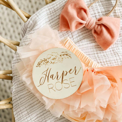 Personalized Baby Name Wood Announcement | Top Bouquet