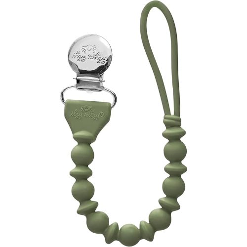 Itzy Ritzy Silicone Pacifier Clip; 100% Food Grade Silicone Pacifier Strap with Clip Keeps Pacifiers, Teethers & Small Toys in Place; Features One-Piece Design & Silicone Cord (Camo)