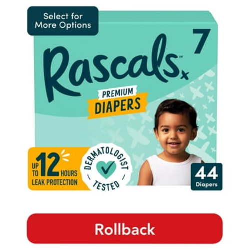 Rascals Premium CoComelon Absorbent Baby Diapers Size 7, 44 Count (Select for More Options)