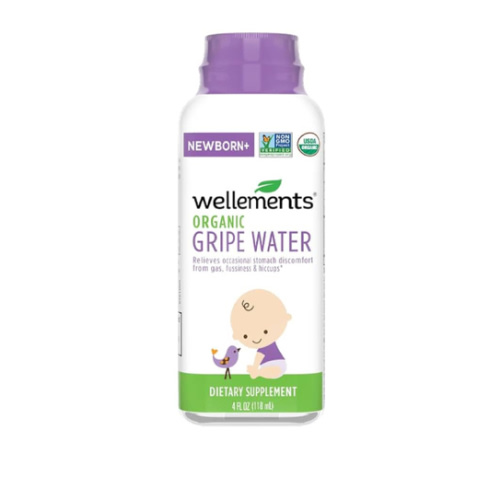 Wellements Organic Gripe Water | Relieves Occasional Stomach Discomfort from Baby Gas, Colic, Hiccups and Fussiness | Certified Organic and Non-GMO | No Artificial Flavors | 4 Fl Oz. | Ages Newborn+