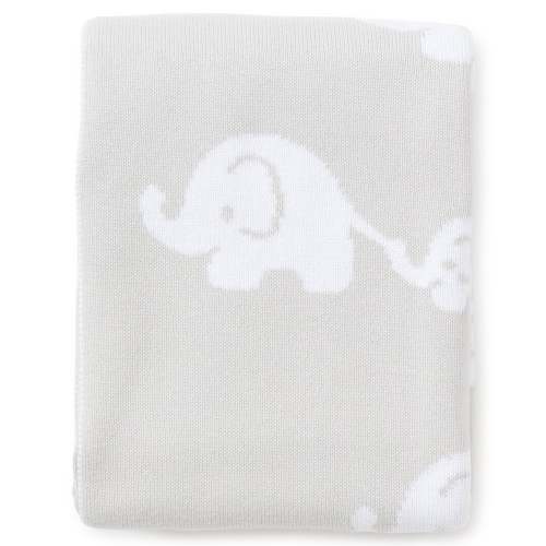 Gray Elephant Knit Novelty Blanket
