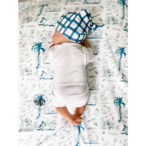 States Collection - South CAROLINA Swaddle Blanket with Coordinating Knotted Hat | Soft Blanket Set | Newborn Baby Swaddle Blanket