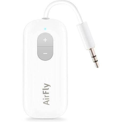 Twelve South AirFly SE | Bluetooth Wireless Audio Transmitter Adapter for AirPods/Headphones, 20+ Hr Battery, Works with 3.5mm aux Jacks on Airplanes, TVs, Gym Equipment, and Travel