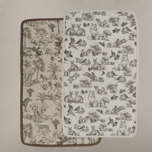 'Vintage Safari' & 'Woodland' Nursery - Muslin Burp Cloth 2-Pack
