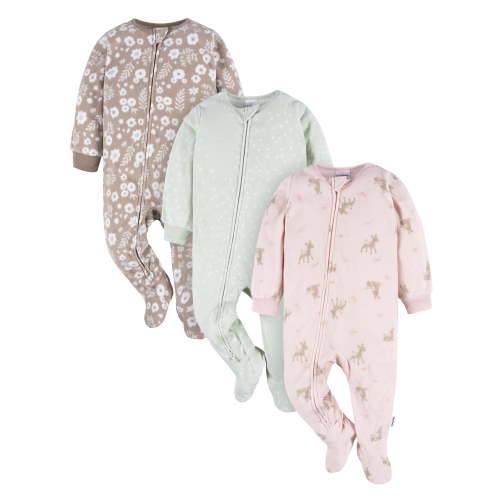 Gerber Baby and Toddler Neutral Microfleece Blanket Sleeper Pajamas, 3-Pack, Sizes 0/3M-5T