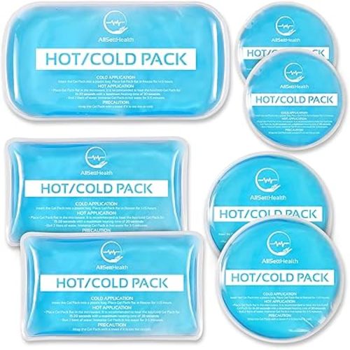 AllSett Health Reusable Hot and Cold Gel Ice Packs for Injuries - Pack of 7