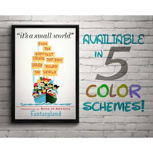 Vintage Disneyland/Disneyworld Its a Small World Attraction Poster, Disney, Nursery, Kids Bedroom, Retro, Travel Poster, Wall Art,