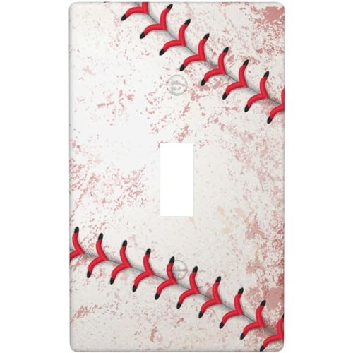 Vintage Baseball Sports Light Switch Cover Decorative Single Toggle 1 Gang Wall Plate Board Wallplates For Teens Boy Room Farmhouse Bedroom Bathroom Art Decor