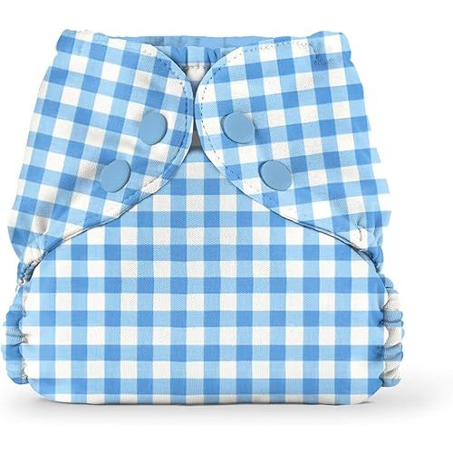 Esembly Cloth Diaper Outer - Waterproof Cloth Cover and Reusable Swim Diaper, Breathable Layer Over Absorbent Inner for Blowout-Proof Diapering - Size 1 (7-17 lbs), Gingham