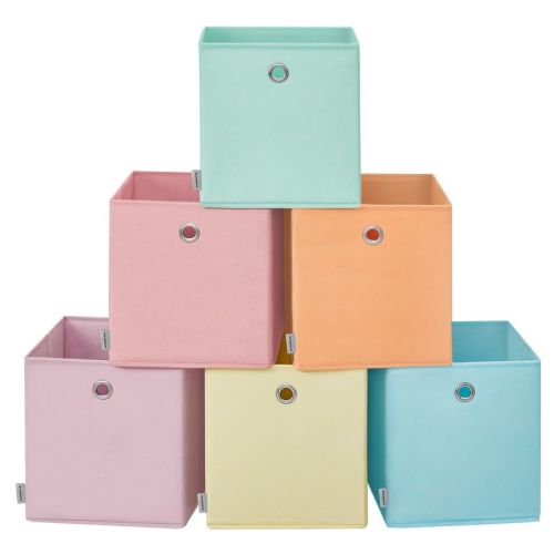 Storage Cubes, Set of 6 Foldable Storage Boxes, 10.2 x 10.2 x 11 Inches, Closet Organizers for Shelf, Colorful Fabric Bins, for Bedroom, Living Room
