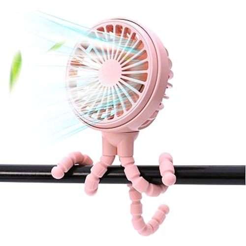 LAT Stroller Fan Flexible Tripod Clip On Fan,Portable Fan Car Seat Baby Fan with Flexible Tripod (Pink)