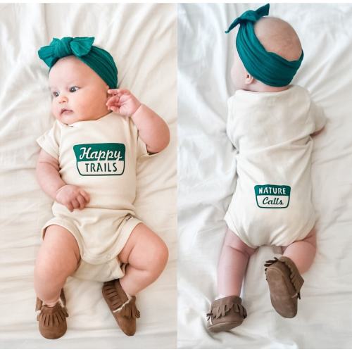 Happy Trails Baby Bodysuit - Nature Baby - Hiking Baby - Happy Hiking - Adventure Baby - Outdoor Baby - National Park Baby - Woodland Baby