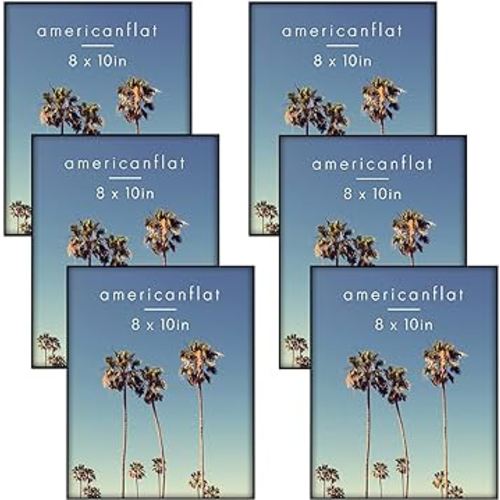 Americanflat Front Loading 8x10 Picture Frames in Black - Set of 6 - Thin Photo Frames with Shatter-Resistant Glass and Pop-In Easel Stand for Horizontal and Vertical Display