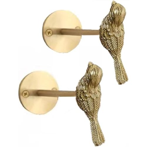 Brass Window Swag Holders, Bird-Shaped Window Wall Hooks, Curtain Holdback Set of 2