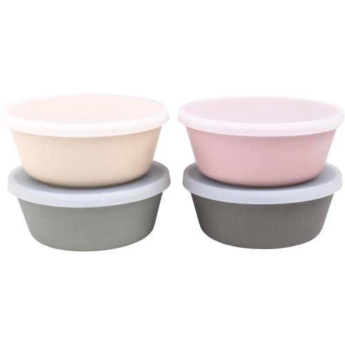 WeeSprout Bamboo Kids Bowls, Set of Four Kid-Sized Dinnerware, Cereal, Leftovers & Snack Bowl
