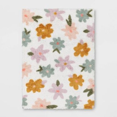 4'x6' Floral Kids' Rug - Pillowfort™: Multicolored, Skid-Resistant, High Pile, Tufted, Botanical Pattern, Indoor Use