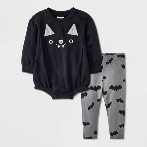 Baby Bat Face Romper & Leggings Set - Cat & Jack™ Black Newborn
